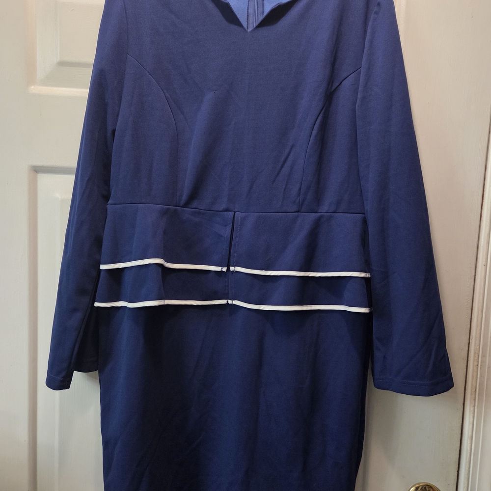 Source Unknown Blue Midi Dress with White Accents - Picture 8 of 8